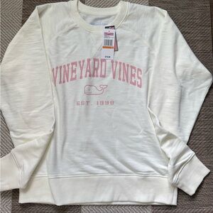 Vineyard Vines White Sweatshirt with Pink Logo
